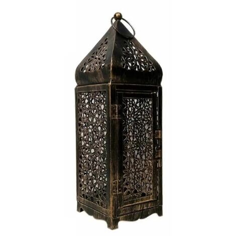 Lanterne vintage en métal, style givré, à poser sur une table, sans bougie ZTFD-48L (1/5)