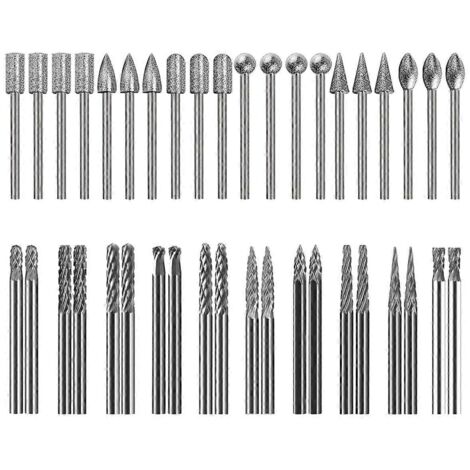 Mini fraises en carbure, tige de 3,2 mm (1/8 po), ensemble de 40 fraises diamantées (1/5)