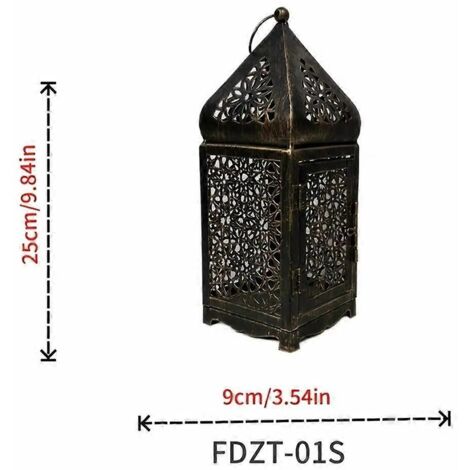 Lanterne lumineuse vintage en métal, décoration de table, sans bougie ZTFD-48S (1/5)
