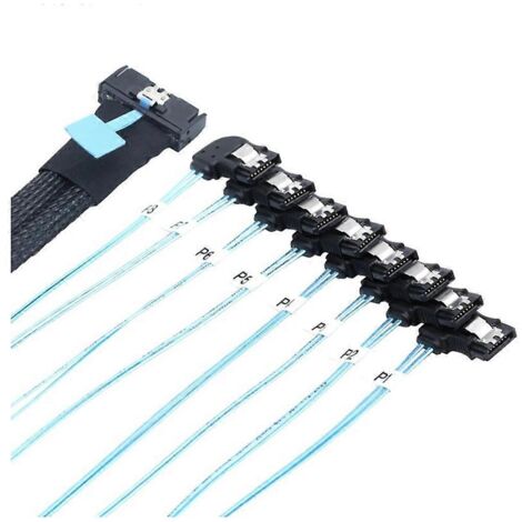 Câble adaptateur Slimline 5.0 vers 8X SATA 7P femelle à 90° de 0,8 m (1/5)