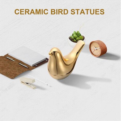 Lot de 2 figurines de maison, statues d'oiseaux modernes en céramique (1/5)