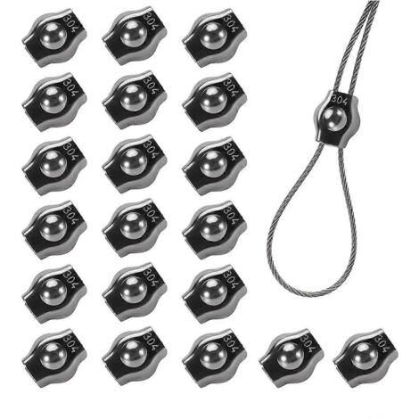 Lot de 20 serre-câbles en acier inoxydable de 5/32 pouces (1/5)