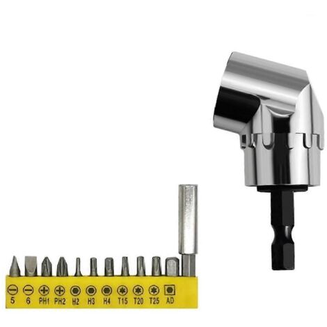 Adaptateur de perceuse à angle droit 105 degrés et embout de tournevis coudé, court (1/5)