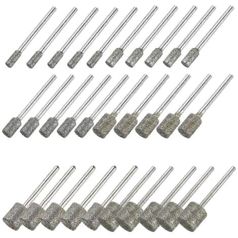 Fraises diamantées pour meulage, forets à queue de 1/8 pouce, diamètres disponibles : 3/4/5/6/8/10 mm (1/5)