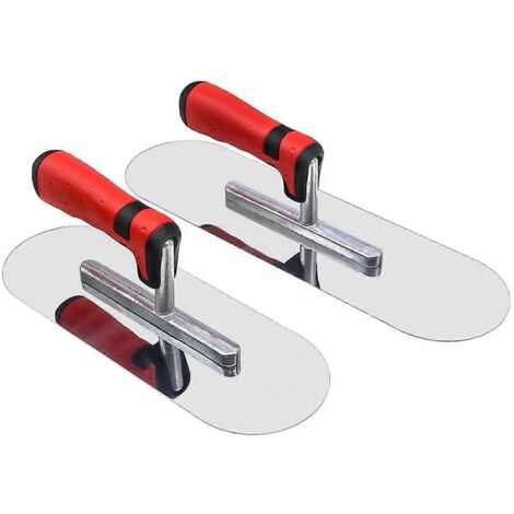 Ensemble de 2 outils à béton Truelle de piscine en acier inoxydable (14 x 4 po et 11 x 4 po) (1/5)