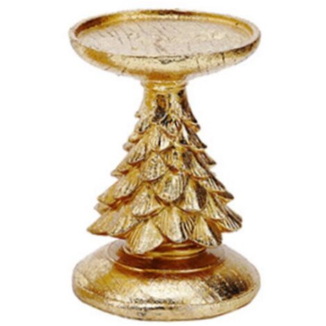 Bougeoir sapin de Noël rétro en résine - Décoration festive C (1/5)