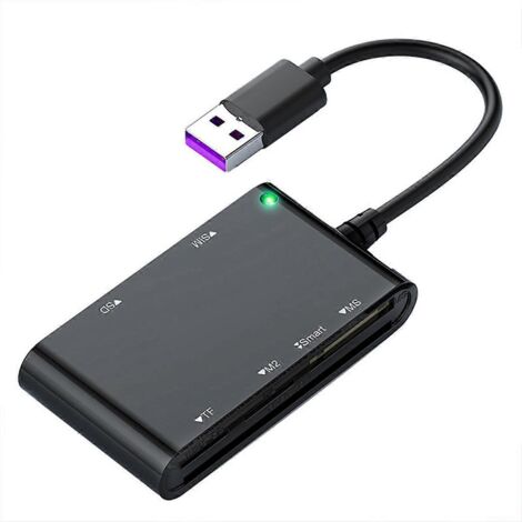Lecteur de cartes multiple USB 3.0 6 en 1 Smart/MS/M2/TF/SIM/SD (1/5)