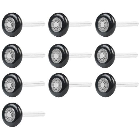 Lot de 10 roulettes de porte de garage noires en nylon de 5 cm (2 pouces), tige de 10 cm (4 pouces) (1/5)