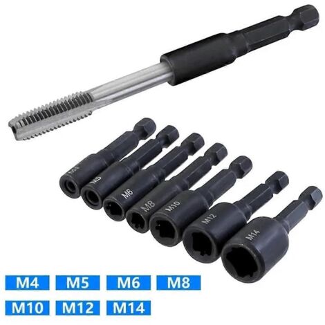 Adaptateur pour douille de taraudage, tournevis carré professionnel, tige hexagonale 1/4 pouce (1/5)
