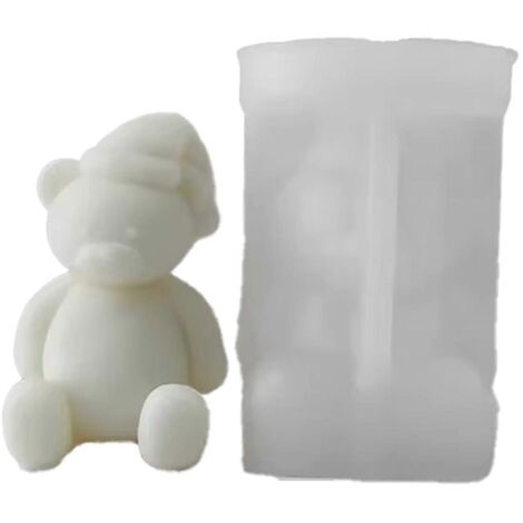 Moule en silicone pour bougie ours de Noël, bougie parfumée ours de dessin animé à faire soi-même (1/5)