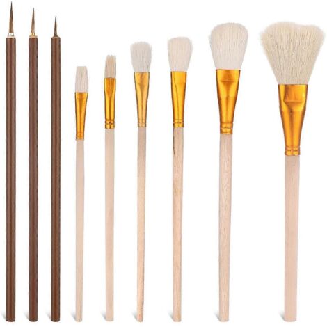 Ensemble de 9 pinceaux à glaçure pour céramique et peinture acrylique (1/5)