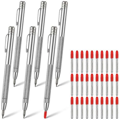 Lot de 6 traceurs à pointe en carbure de tungstène avec 30 pointes de marquage de rechange (1/5)