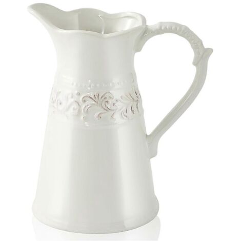 Pichet/vase en céramique blanche, 21,5 cm (8,5 pouces) pour la décoration intérieure (1/5)