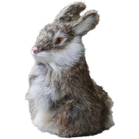 Figurine réaliste en fausse fourrure de lapin, marron (1/5)