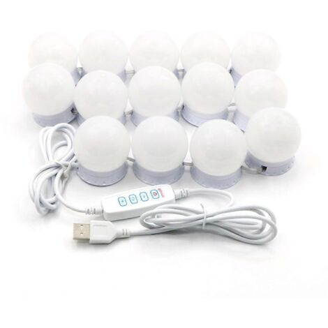 Éclairage LED pour miroir de courtoisie à 14 ampoules et 10 niveaux de luminosité réglables (1/5)