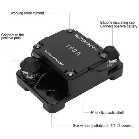 Disjoncteur HT-608, étanche, à réarmement automatique, 12-24 V CC, 150 A (1/5)