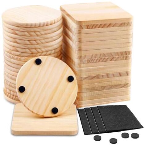 Dessous de verre en bois, sous-verres vierges avec supports (1/5)