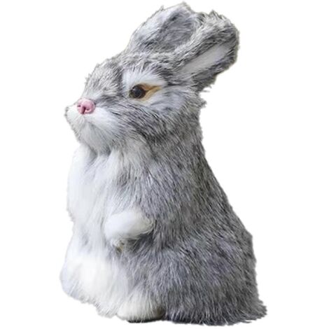 Figurine réaliste en fausse fourrure de lapin, gris (1/5)