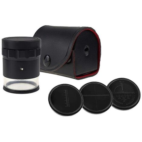 Loupe grossissante 10x, loupe de bijoutier avec éclairage LED 8 LED et échelle graduée en verre 4 pouces. (1/5)