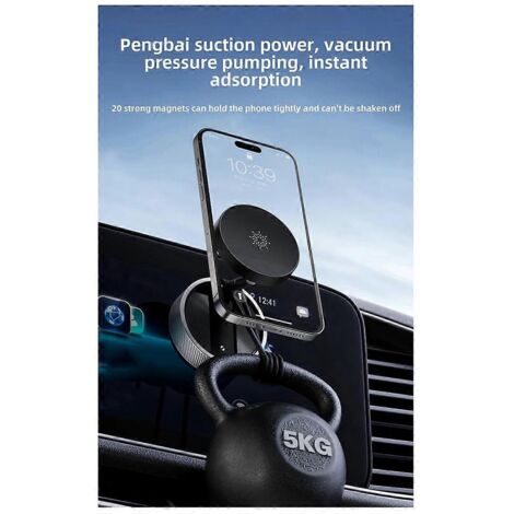 Support magnétique pour téléphone de voiture, ventouse pliable, rotation à 360°, noir (1/5)