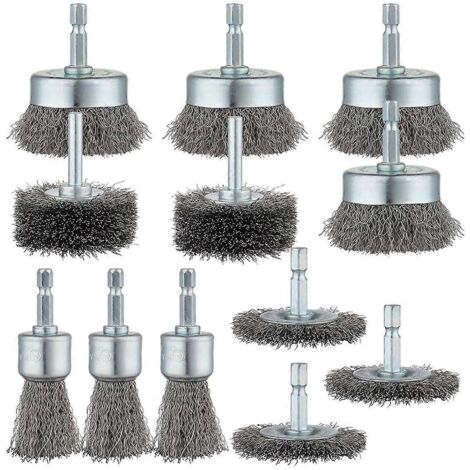 Ensemble de 12 brosses métalliques à tige hexagonale de 1/4 pouce (1/5)