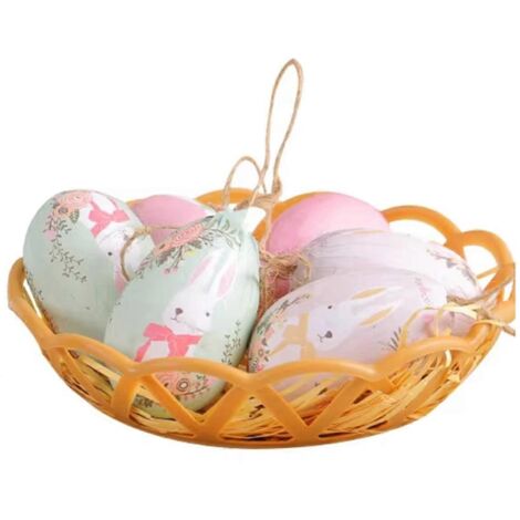 Panier d'œufs de Pâques colorés, décorations et pendentifs à suspendre (1/5)