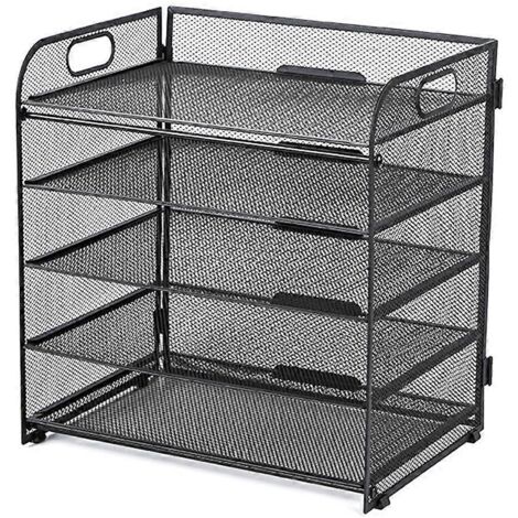 Étagère à documents à tiroirs avec poignées, étagère de bureau en maille (1/5)