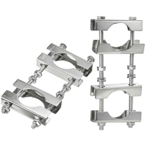 Kit de fixation double pour mât d'antenne (TV, CB, radioamateur, drapeau) (1/5)