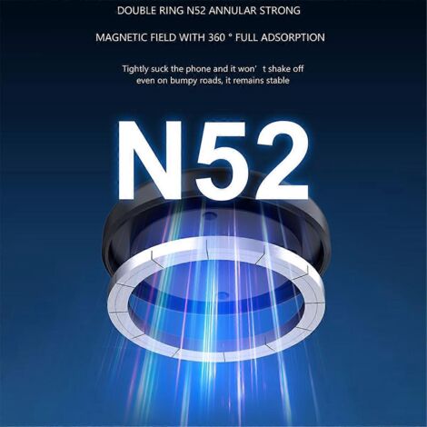 Support magnétique à ventouse pour téléphone de voiture à 360°, anti-vibrations, noir (1/5)