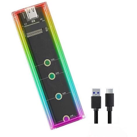 Boîtier SSD RGB M.2 NVMe SATA pour SSD à clé carte mère 2230 2242 2260 (1/5)
