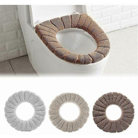 Coussin de siège de toilette universel, housse de siège de toilette épaisse et douce en peluche pour salle de bain familiale ou d'hôtel (trois couleurs) (3 pièces) (1/5)