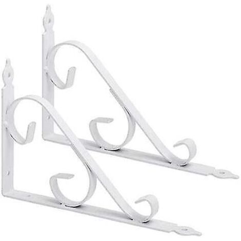 Lot de 2 équerres d'angle en métal noir pour étagère, 250 x 164 mm, blanches (1/5)