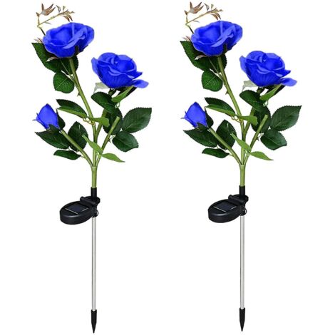 Lampe solaire de jardin extérieure, rosiers lumineux LED solaires avec fleurs plus grandes et panneau solaire large (1/5)