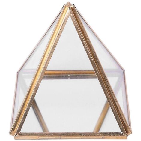 Boîte à bijoux en verre doré à motif géométrique décoratif, porte-bagues pyramidal en verre à motif géométrique pour mariage (1/4)