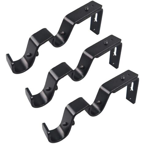 Lot de 3 supports de tringle à rideaux réglables pour tringles de 3/4 et 5/8 pouce, couleur argent (1/3)