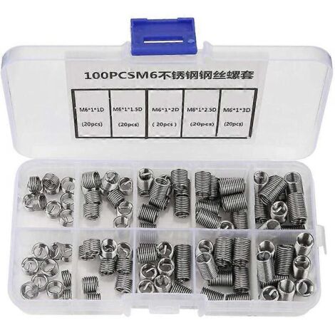 Insert fileté M6, 100 inserts filetés M6 en acier inoxydable à fil spiralé hélicoïdal (1/5)