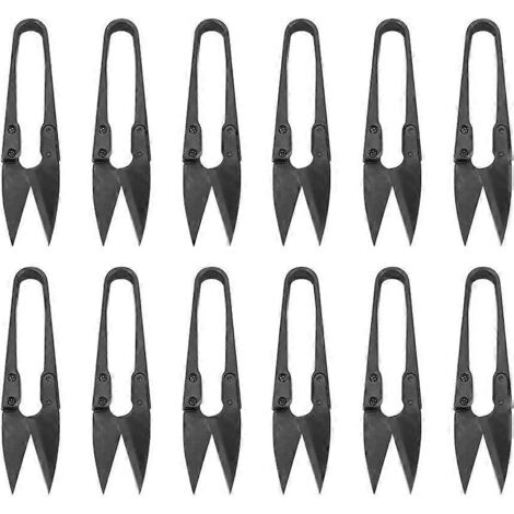 Lot de 12 petits ciseaux noirs pour fil à coudre, à broder, à pêcher et à perler, pour usage domestique. (1/5)