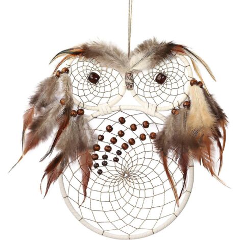 Attrape-rêves pour enfants, attrape-rêves hibou fait main à suspendre au mur, décoration pour chambre, dortoir ou maison, cadeau (1/5)