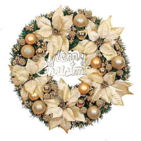 Couronne de Noël décorative à suspendre à la porte d'entrée, couronne dorée, décoration pour hôtels, centres commerciaux et maisons (1/5)