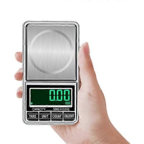 Balance de poche Deluxe 500 g/0,01 g + câble USB - Balance de bijoutier portable (précision 0,1 g/0,01 g) - Mini balance de table (1/5)
