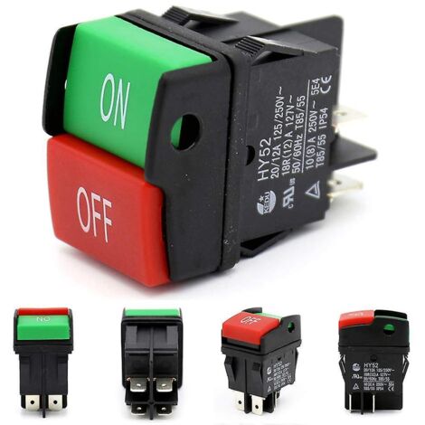 Interrupteur à bouton-poussoir HY52 pour appareils électroménagers, équipements électriques et outils électriques 125/250 V 20/12/10(8) A, HY5 (1/4)