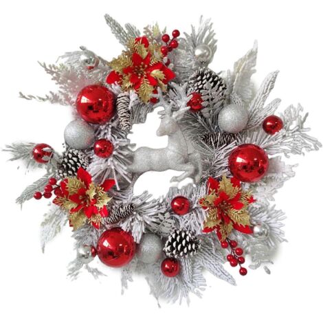 Couronne de Noël, décorations de porte d'entrée de styles variés, décoration murale, couronne de Noël (30 cm) (1/5)