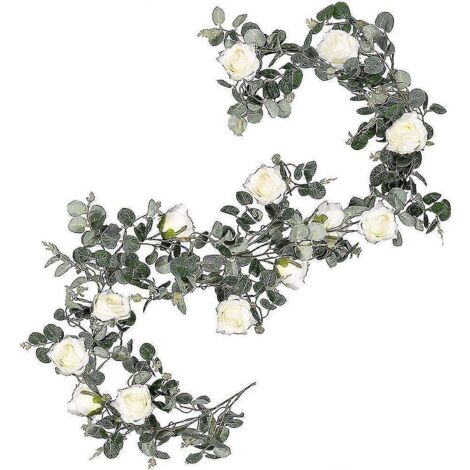 Guirlande artificielle d'eucalyptus dollar avec roses, feuilles d'eucalyptus artificielles à suspendre pour la décoration murale intérieure et extérieure (1/5)