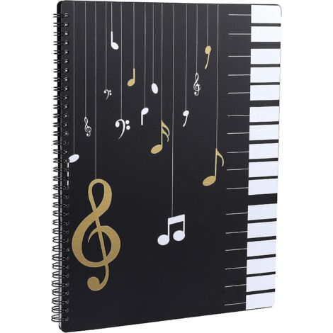 Classeur à partitions pour documents A4, 30 pochettes, clé de sol, table de musique en fa (1/4)