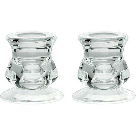Bougeoirs en verre transparent, lot de 2, bougeoirs colonnes pour décoration intérieure, idéal pour un mariage ou une cérémonie. (1/5)