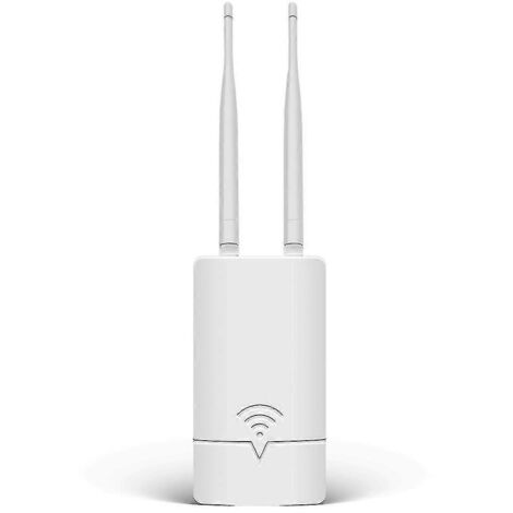 Routeur Wi-Fi sans fil 2,4 GHz 300 Mbps avec 2 antennes 5 dBi, compatible PoE et alimentation CC pour une utilisation extérieure (1/5)