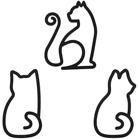 Ensemble de 3 décorations murales en métal représentant des chats, idéal pour la cuisine, les restaurants et les magasins. Accessoires inclus. (1/5)