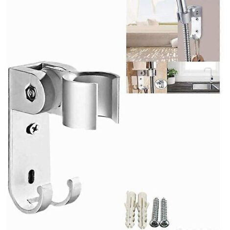 Support mural pour pommeau de douche, support réglable avec 2 crochets, support pour pommeau de douche et pulvérisateur de bidet, facile à installer soi-même. (1/5)