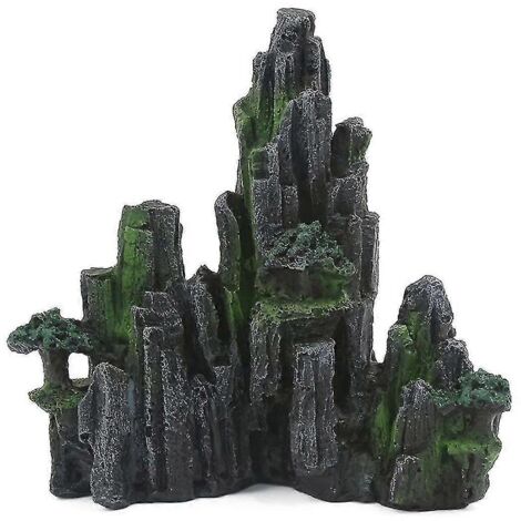 Ornement d'aquarium en résine, rocaille artificielle, colline en résine avec vue sur la montagne, décoration de rocher, poisson T (1/5)