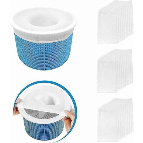Lot de 30 chaussettes filtrantes pour piscines enterrées et hors-sol. Maille fine retenant le pollen et les débris. Préfiltre les impuretés. Panier de piscine (1/5)